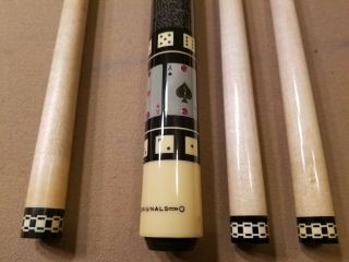 VINTAGE MEUCCI CUSTOM CUE ONE OF A KIND QUAD ACES WITH 8 RUBIES 2