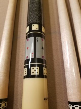VINTAGE MEUCCI CUSTOM CUE ONE OF A KIND QUAD ACES WITH 8 RUBIES 3