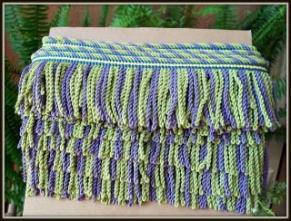 6 YARDS MACKENZIE CHILDS ULTRA RARE VINTAGE BULLION FRINGE TRIM GREEN PURPLE 4