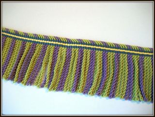 6 YARDS MACKENZIE CHILDS ULTRA RARE VINTAGE BULLION FRINGE TRIM GREEN PURPLE 5