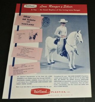 Vtg 1955 Hartland Lone Ranger & Tonto Figure Toys Print Ad