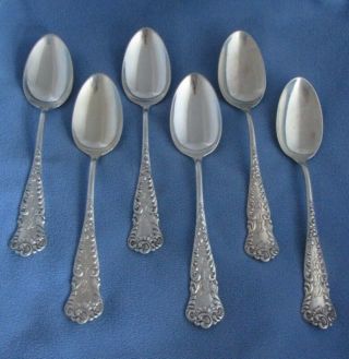 Set Of 6 Antique Jb & Sm Knowles " Argo " Sterling Silver Table Spoons - C.  1892