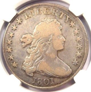 1801 Draped Bust Silver Dollar $1 - Certified Ngc Fine Details - Rare Coin