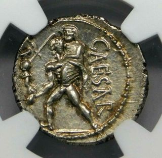 Ngc Ch Au 4/5 - 5/5.  Julius Caesar.  Exceptional Rare Denarius.  Roman Silver Coin.