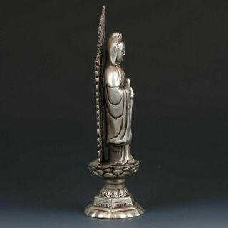 Vintage Oriental Chinese Silver Copper Hand - carved Buddha Statue NR 3