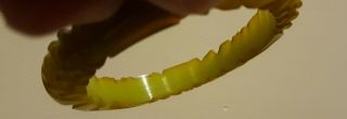 Vintage Bakelite Bangle Bracelet Deep Carved Olive Green Yellow 7