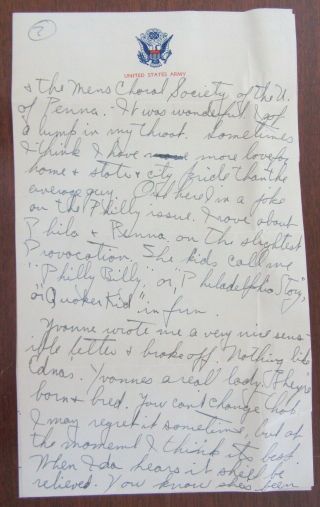 WWII letter,  Brother of a TUSKEGEE AIRMAN AFRICAN AMERICAN,  Philadelphia 5