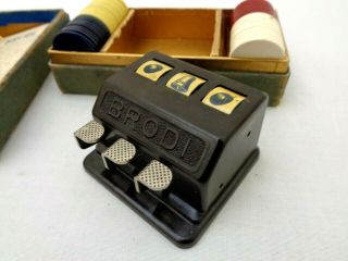 Vtg Collectible Brodi Miniature Toy Slot Machine W/ Box O.  Schoenhut