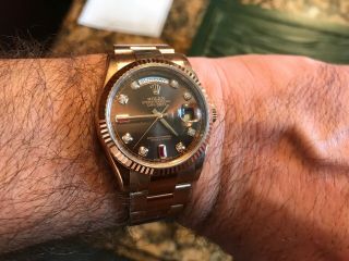 Rolex Day Date President 118235 Everose Gold Rare Chocolate Diamond & Ruby 36mm. 3