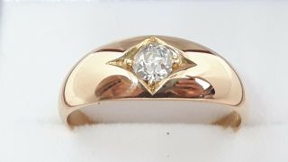 Antique Edwardian 18ct Gold 0.  30ct Old Cut Diamond Solitaire Gypsy Style Ring