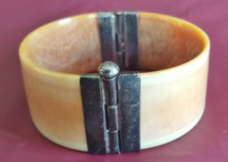 Wide Antique Hinged Cuff Bangle Bracelet Steer Bone Asian Tribal