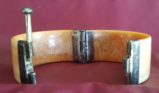 Wide Antique Hinged Cuff Bangle Bracelet Steer Bone Asian Tribal 4