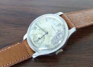 Vintage 1940s Longines Wristwatch.  Coinedge case.  Patina Dial.  Cal 12.  68z 6