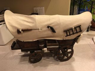Large 16 1/2 Long Canvas Covered Wood Pioneer Wagon W/accessories
