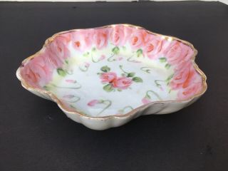 antique Nippon hand painted Candy Dish Or dresser/vanity dish 7 - 5/8 