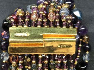 Jose & Maria Barrera 10 Strand Amethyst Quartz Crystal Gemstone Gold Bracelet 7