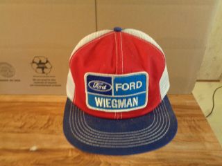 Vintage Nos K - Brand Wiegman Ford Large Patch Mesh Snapback Trucker Hat Usa (s2)
