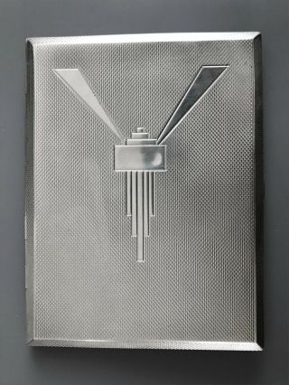 Antique Art Deco Sterling Silver cigarette / Card Case / English Hallmarks 4