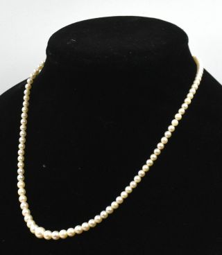 Vintage Mikimoto Graduated Pearl Strand Necklace Sterling Silver Signed