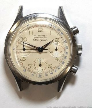 Longines Wittnauer Red White Blue Dial Chronograph Men Vintage Valjoux 72 Watch