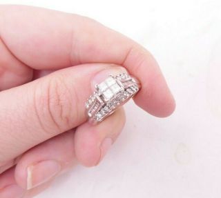 14ct Gold 1ct Diamond Ring,  Princess Baguette Round Cut 14k 585