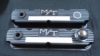 Vintage M/t Finned Aluminum Valve Covers Mopar 273 318 340 360 Gasser Rat Rod