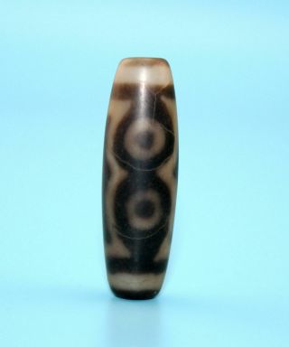 46 14 Mm Antique Dzi Agate Old 3 Eyes Bead From Tibet