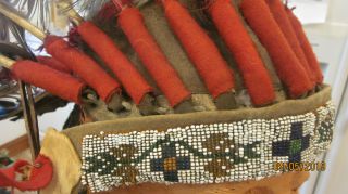 Native American Indian Headdress War Bonnet w/beadwork Vintage Authentic 9