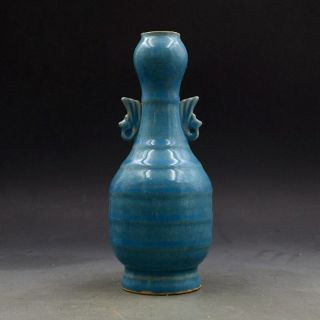 Vintage Chinese Chai Kiln Porcelain Handmade Blue Glaze Vase L34