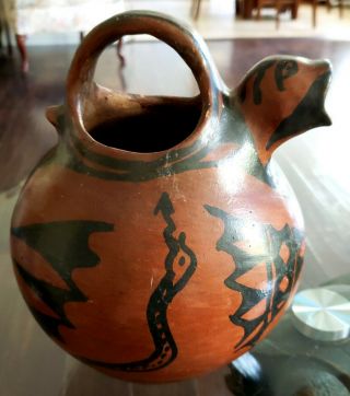 Antique Native American Large Pottery Pot W/ Animal Effigy Spout Navajo? Hopi?