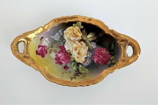 Vintage O&e.  G.  Royal Austria Hand Painted Porcelain Tray Dish Platter Bowl Gold