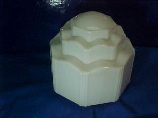 1920s Art Deco Era White Glass Geometric Style Lamp Shade