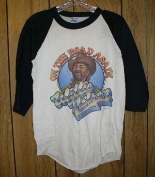 Willie Nelson Concert Tour T Shirt Vintage 1980 On The Road Again Jersey
