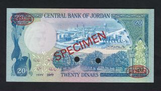 Jordan 20 Dinars ND (1977 - 85) P22as Specimen TDLR Uncirculated Rare 2