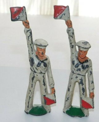 Vintage Barclay Manoil Sailors With Signal Flags Lead Soldiers
