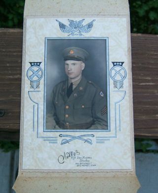 Wwii Us Army Soldier Color Photo Portrait Named Orpal Senneff North Africa Patch
