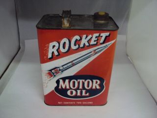 Vintage Advertising Two Gallon Rocket Service Station Oil Can S - 014