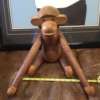 Vintage Mid - Century Wood Monkey Kay Bojesen Toy Decorative Figure Teak 18” Big