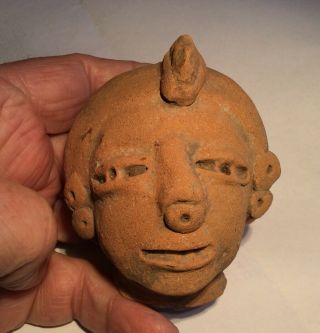 Maya Pottery Head With Ear Spools 600 - 900AD PreColumbian Mayan 2
