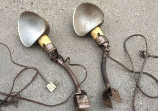 Vintage Mid Century Industrial Goose Neck Garage / Table Lamps Lights
