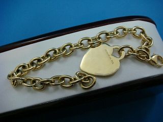 Vintage Tiffany&co 18k Yellow Gold Bracelet With Heart Tag,  27.  9 Grams