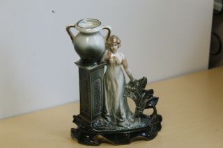 Antique German/austrian Porcelain Bud Vase With Lady & Urn