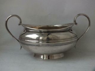 Large Antique Georgian Solid Sterling Silver Sugar Bowl 1825/ L 19.  5 Cm/ 327 G