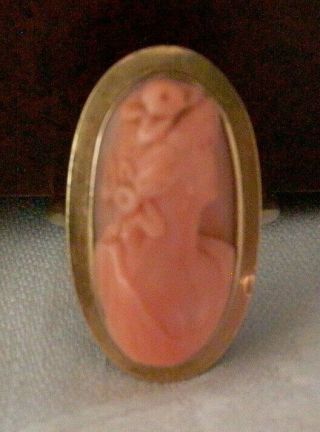 Antique Coral Cameo Ring 14 K