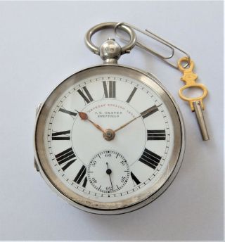 1900 Silver Cased English Lever Pocket Watch J G Graves Sheffield