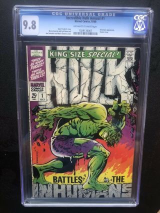 Incredible Hulk Annual 1 Cgc 9.  8 Rare Grade Ow/w Pages