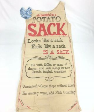 Vintage Joke Gag Gift Potato Sack Dress Cutout Pattern Funny Costume Pageant