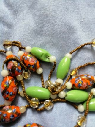 Antique Vintage Venetian Aventurine Wedding Cake Trade Bead Necklace 3