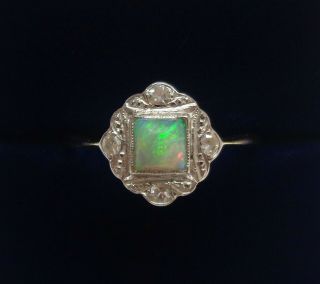Antique Opal And Diamond Ring 18ct Gold And Platinum - Size N (us 6.  75) - 2.  1 G
