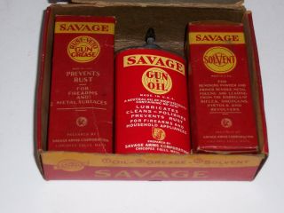 Vintage Rare Savage Arms Gun Cleaning Kit,  With Tin,  Cleaning Supplies